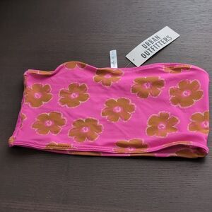 Swim bandeau bikini top size M hot pink floral nwt